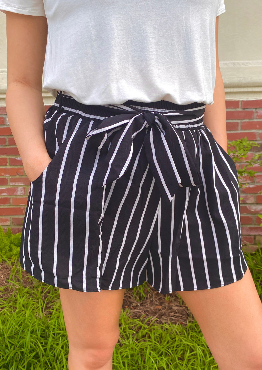 Macy Nicole Flowy Striped Shorts Large